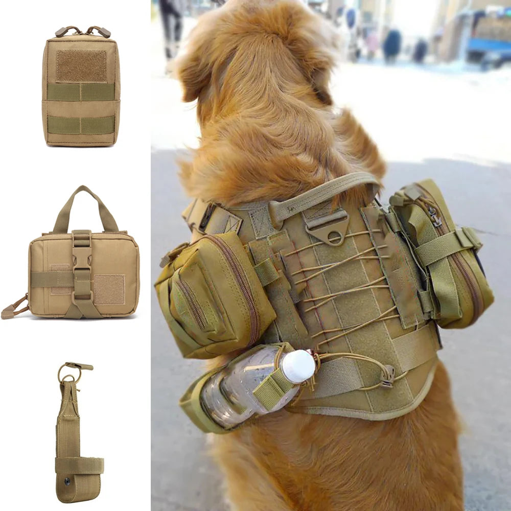 Dog Tactical Bags Set Molle Pouches Belt Attaching on Harness Sticker Military Dog Training Bags For Large Dogs Accessories
