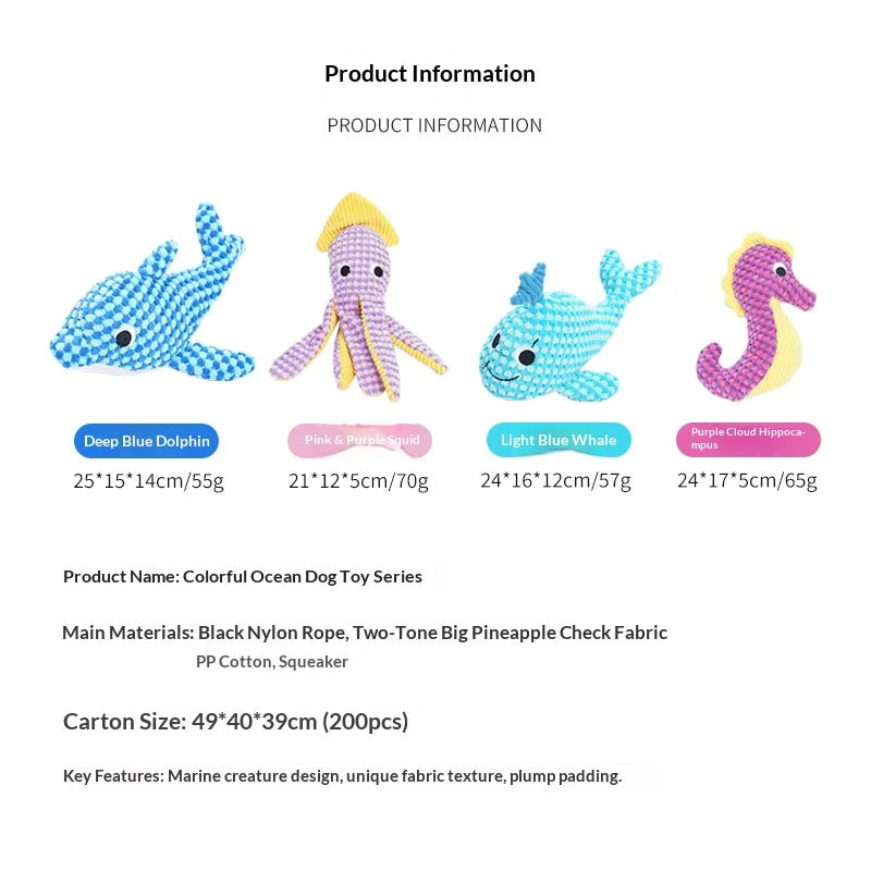 Crinkle Squeaky Dog Toy Self Play Chew Proof Teeth Cleaning