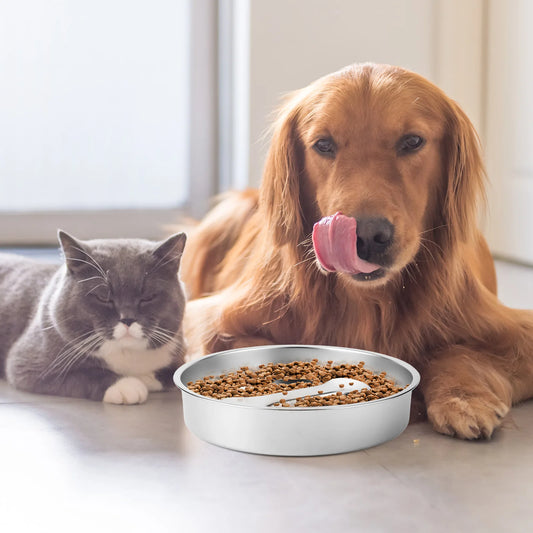 APWIKOGER 304 Stainless Steel Slow Feeder Dog Bowl With Non Slip Mat