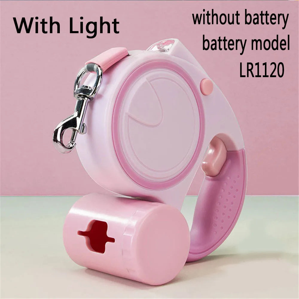 NONECN Retractable Dog Leash With Led Lights And Garbage Bag