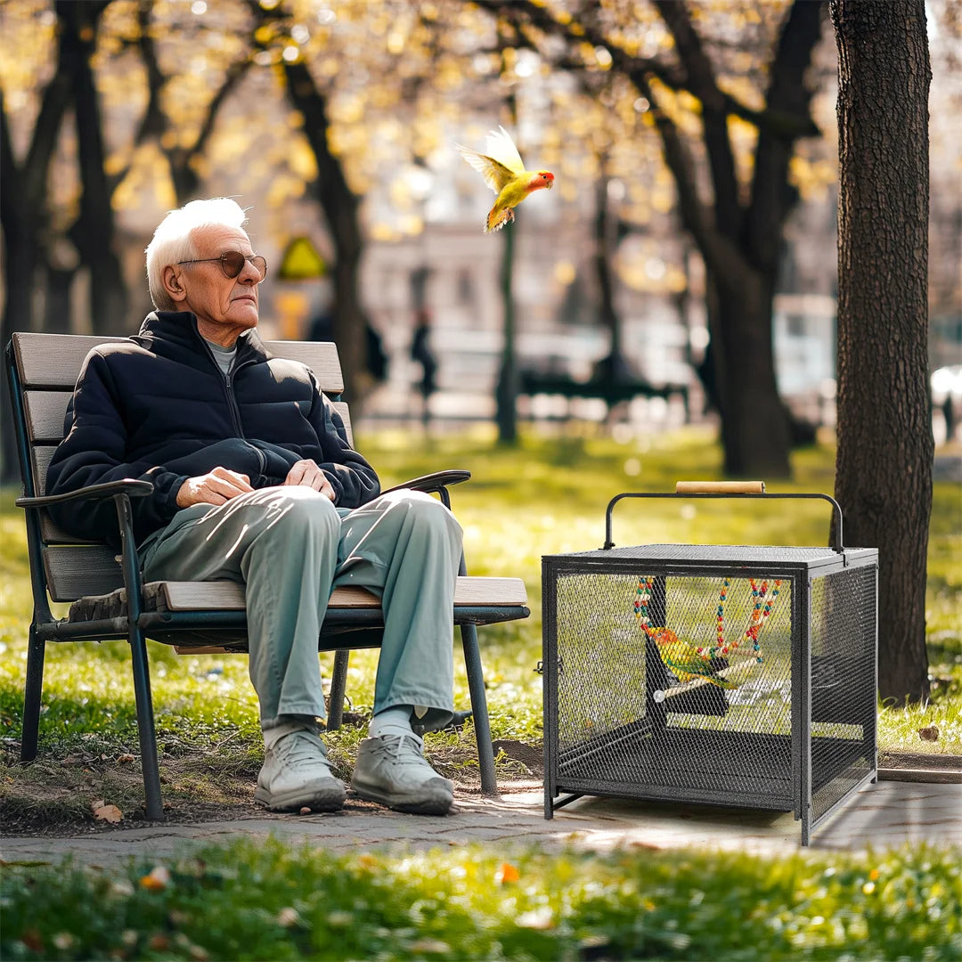NONECN Portable Bird Cage Travel Carrier Playpen With Hammock