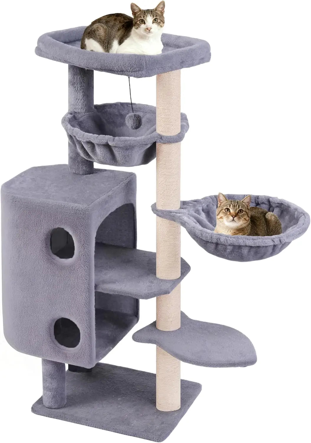 45in Cat Tree Tower with Big Condo for Indoor Cats,Cat Tower with Scratching Post,Scratching Board and Cat Toys,Multi-Level