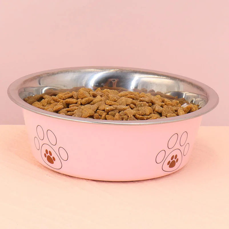 Stainless Steel Anti-Tip Dog Bowl Non-Slip Cat Bowl