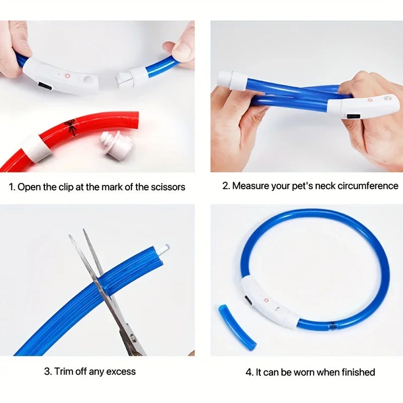 Pet Dog LED Light Collar USB Rechargeable Anti Lost