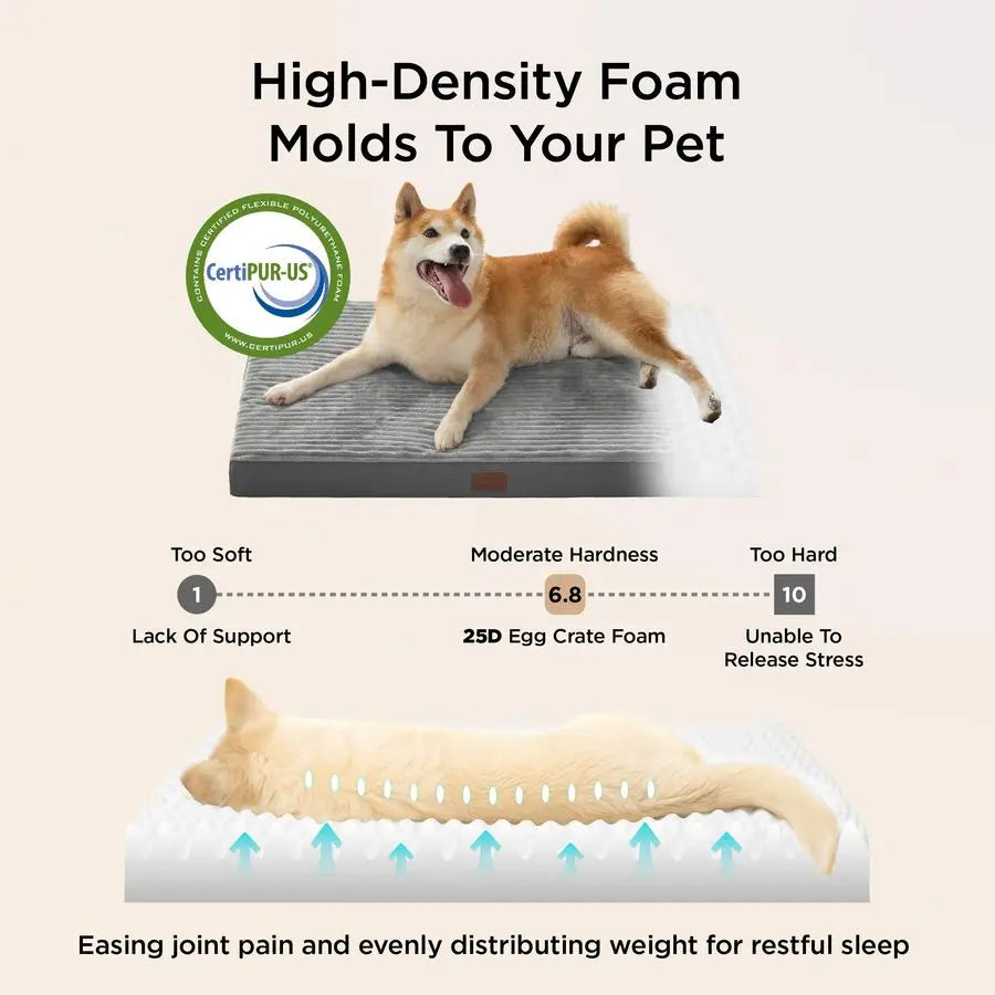 Dog Beds Large Sized Dog Orthopedic Pet Beds for Crate with Removable Machine Washable Cover, NOT Waterproof Egg Crate Foam Pup