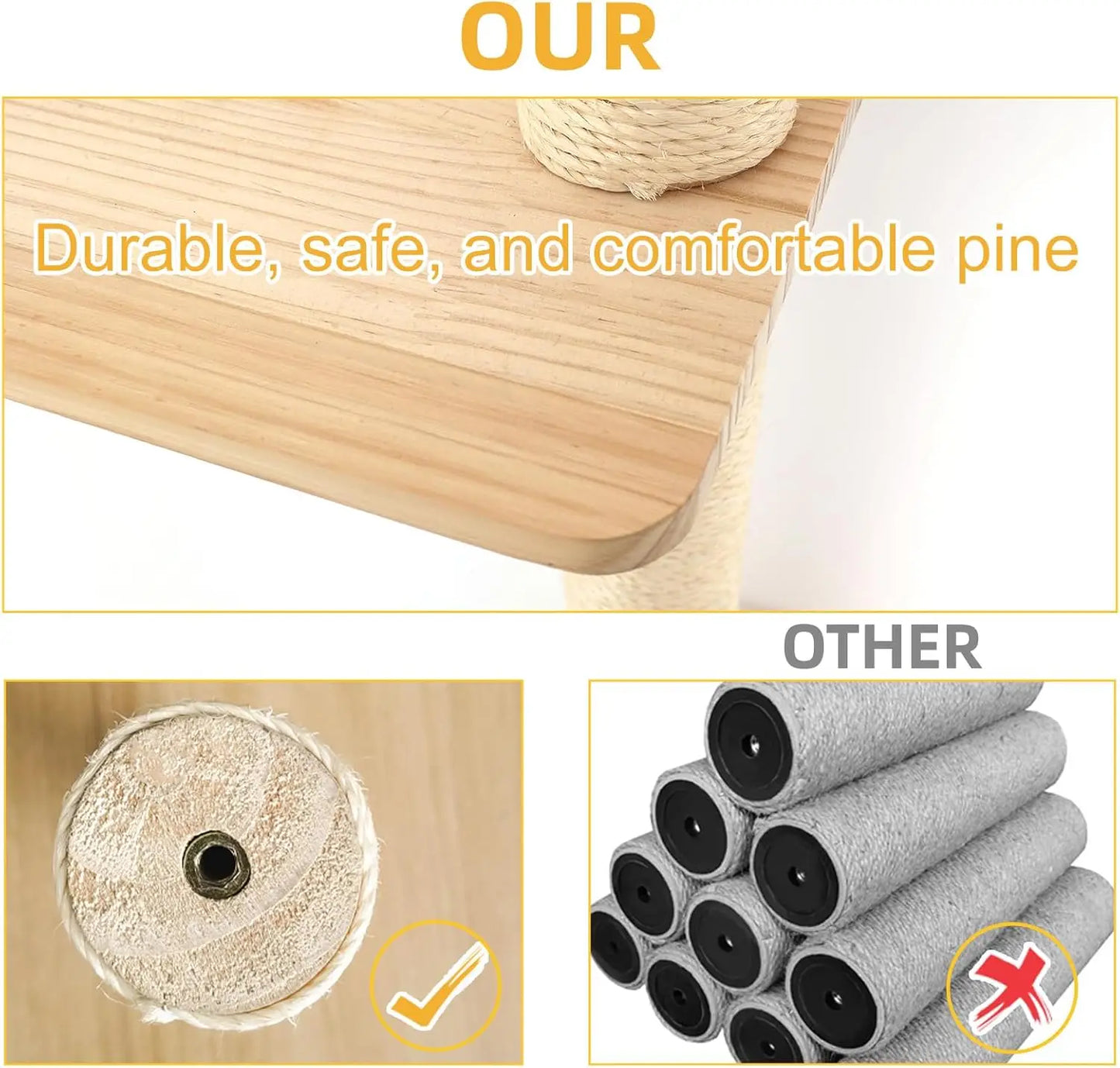 Wall-Mounted Cat Shelves Set with House, Bridge Ladder, Scratching Posts and Steps for Indoor Play