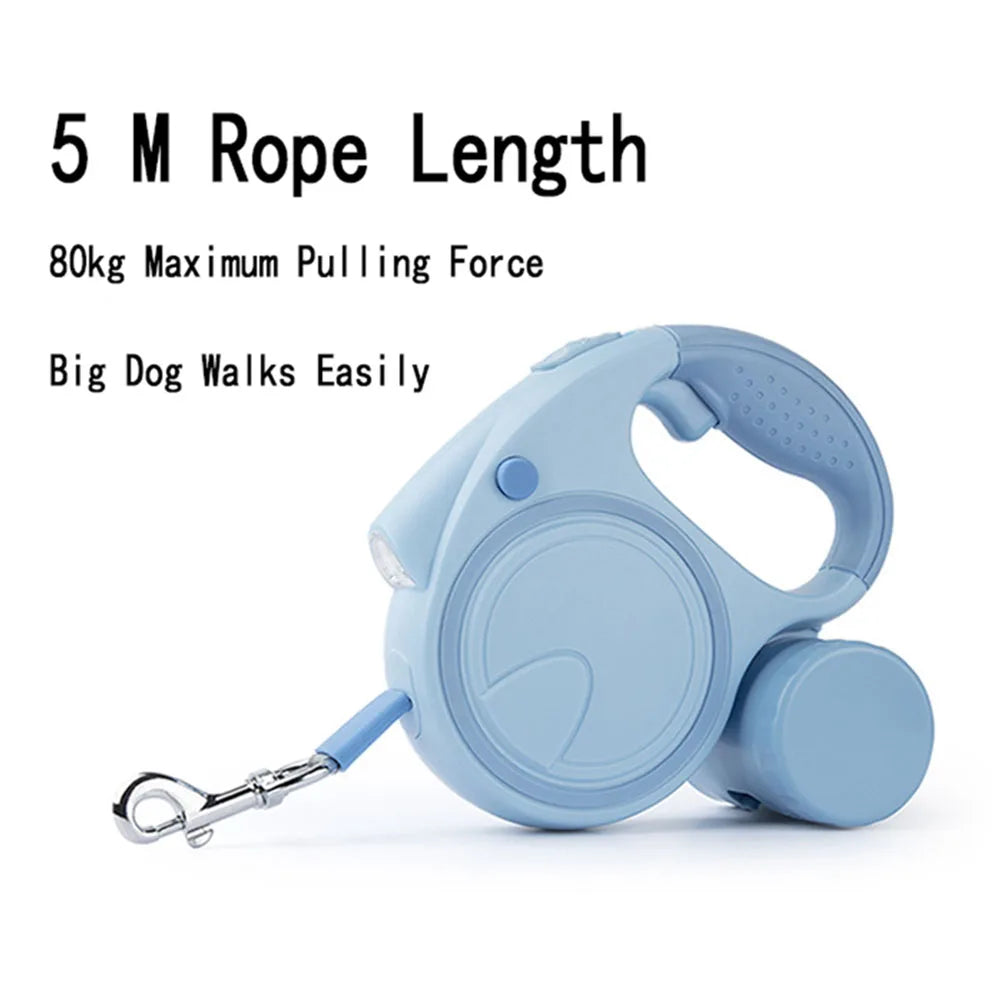 NONECN Retractable Dog Leash With Led Lights And Garbage Bag
