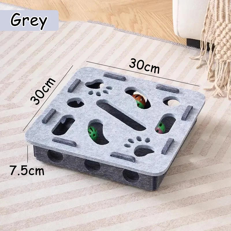 Cat Puzzle Toy Cat Exercise Toy With Ball Felt Puzzle Box Indoor Sports Entertainment Hunting Cat Toys For Indoor Cats