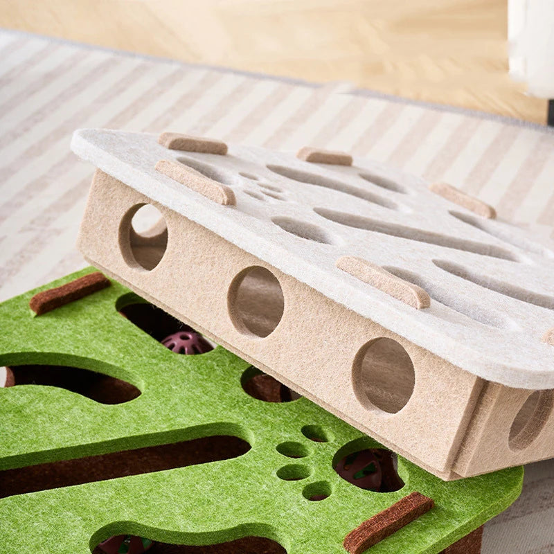 Cat Puzzle Toy Cat Exercise Toy With Ball Felt Puzzle Box Indoor Sports Entertainment Hunting Cat Toys For Indoor Cats