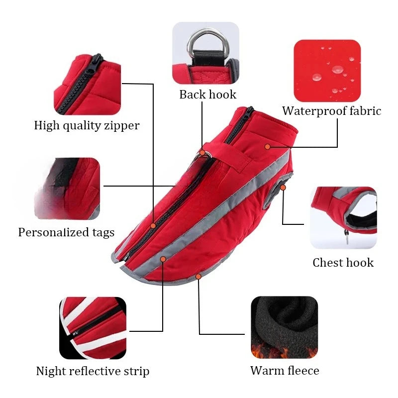 Warm Fleece Dog Personalized Waterproof Winter Clothes for Small Medium Large Dogs Pet Clothing Jackets Dog Accessories