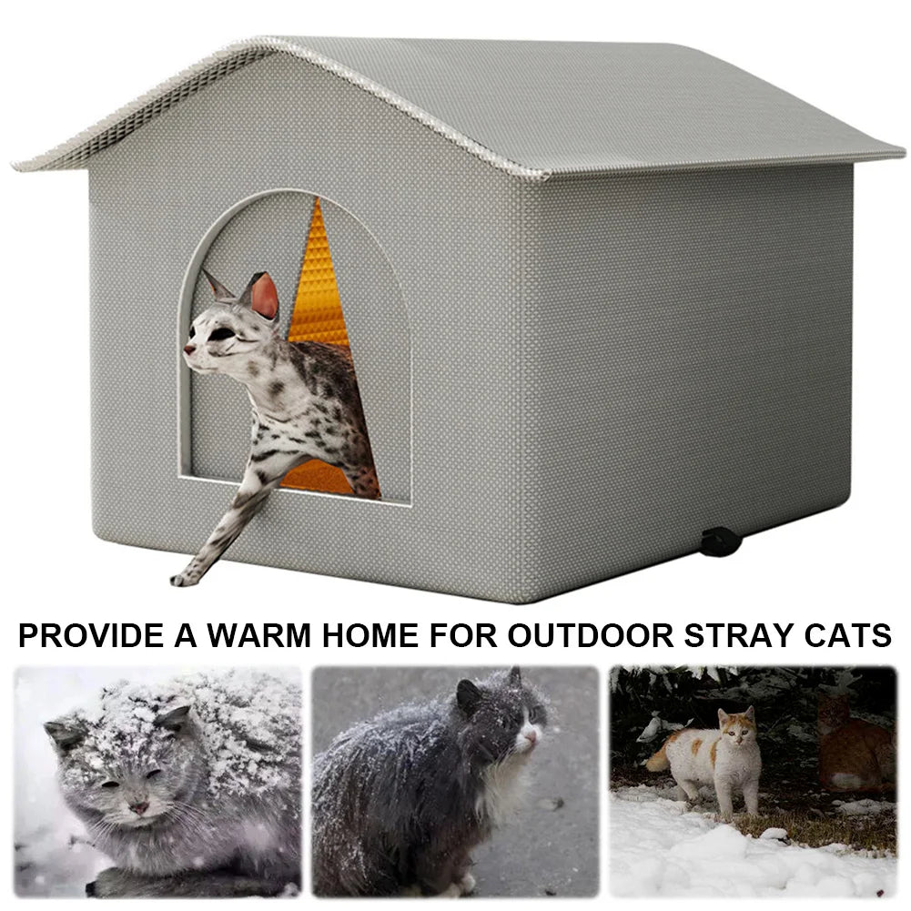 Stray Cat's House Waterproof Outdoor Feral Cats Houses Enclosed Pet Tent Cold Resistant Pet House Winter Warm for Winter Animal