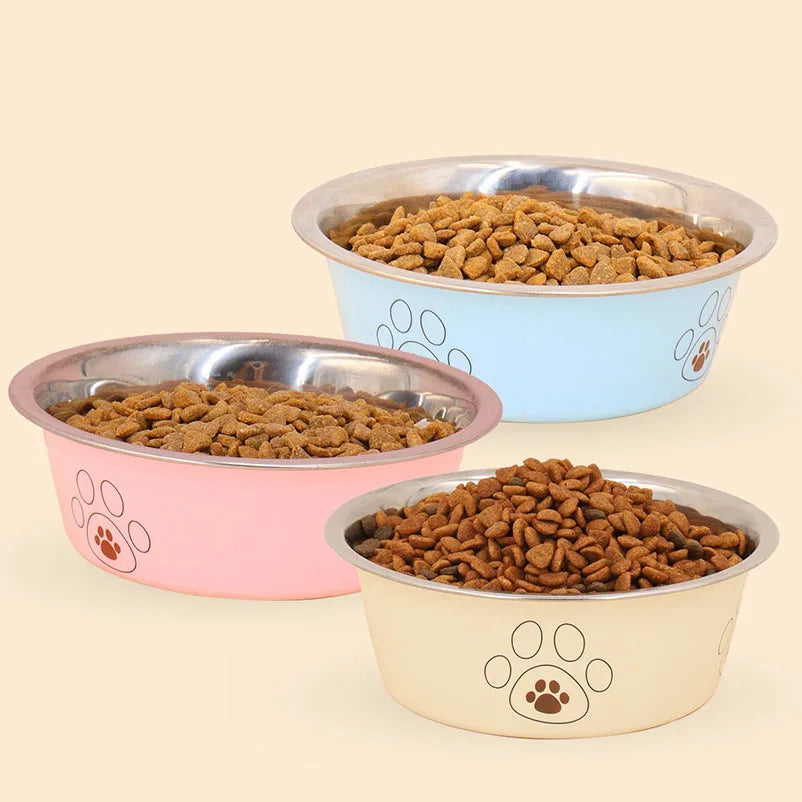 Stainless Steel Anti-Tip Dog Bowl Non-Slip Cat Bowl
