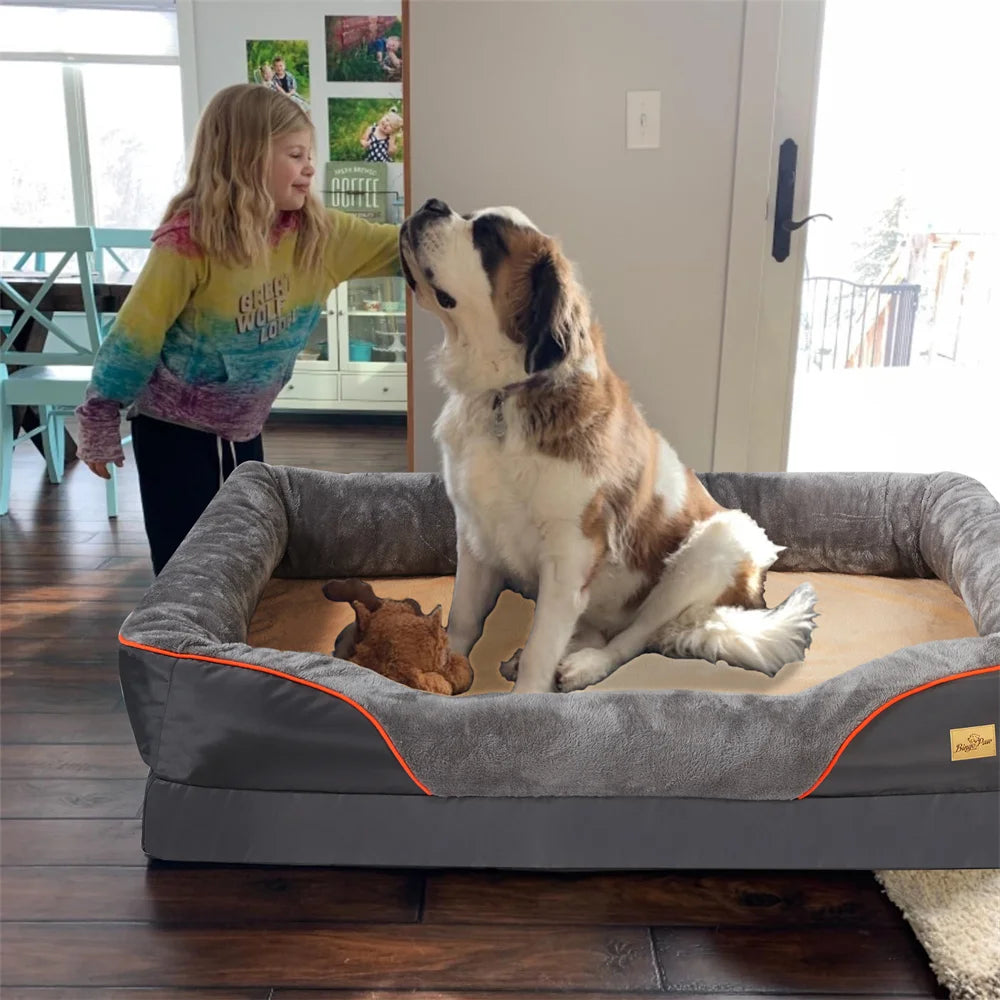 BORWARTC Orthopedic Memory Foam Dog Bed Sofa with Removable Cover