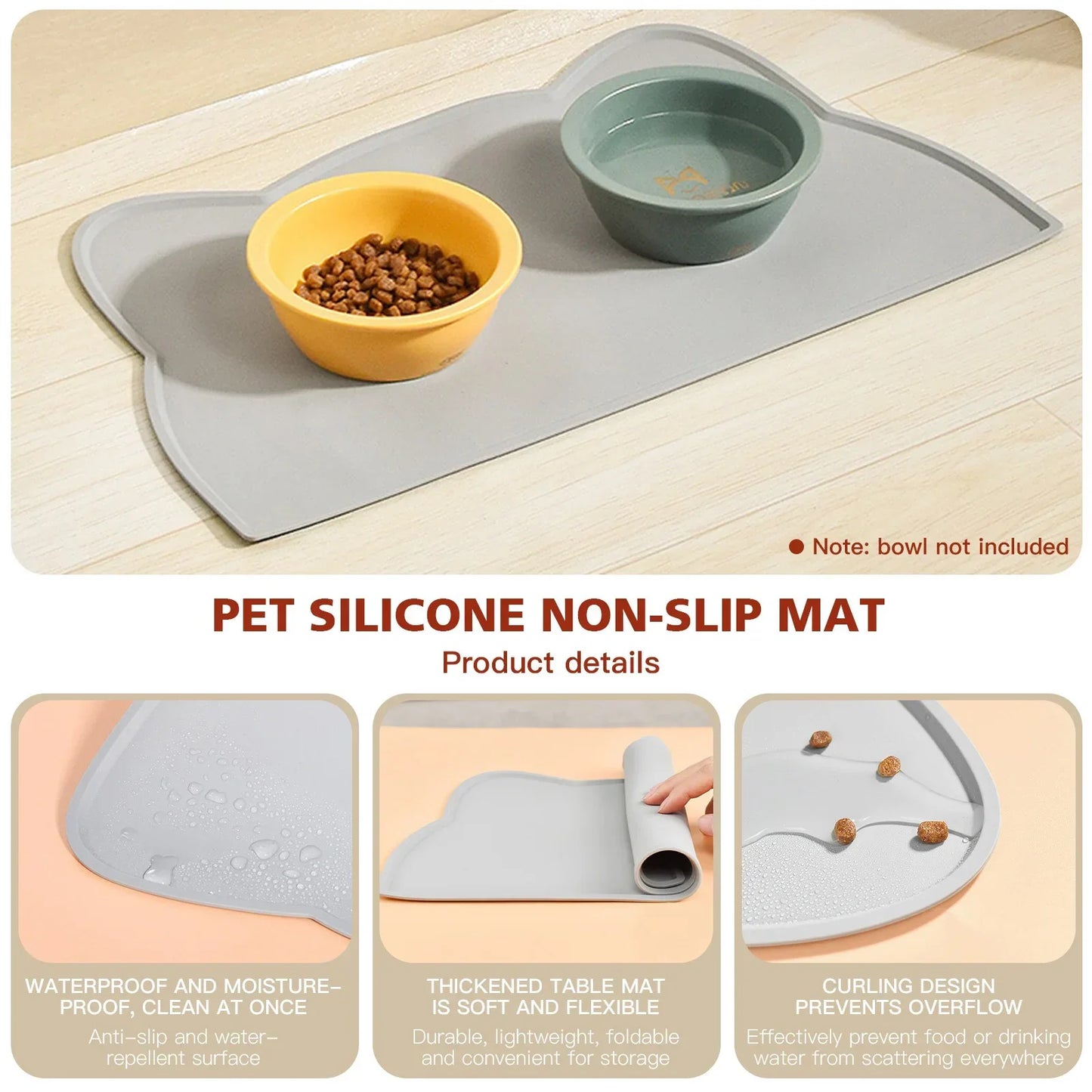 Pet Silicone Food Mat Portable Heat Insulation Non Slip Feeding Mat Slow Feeder