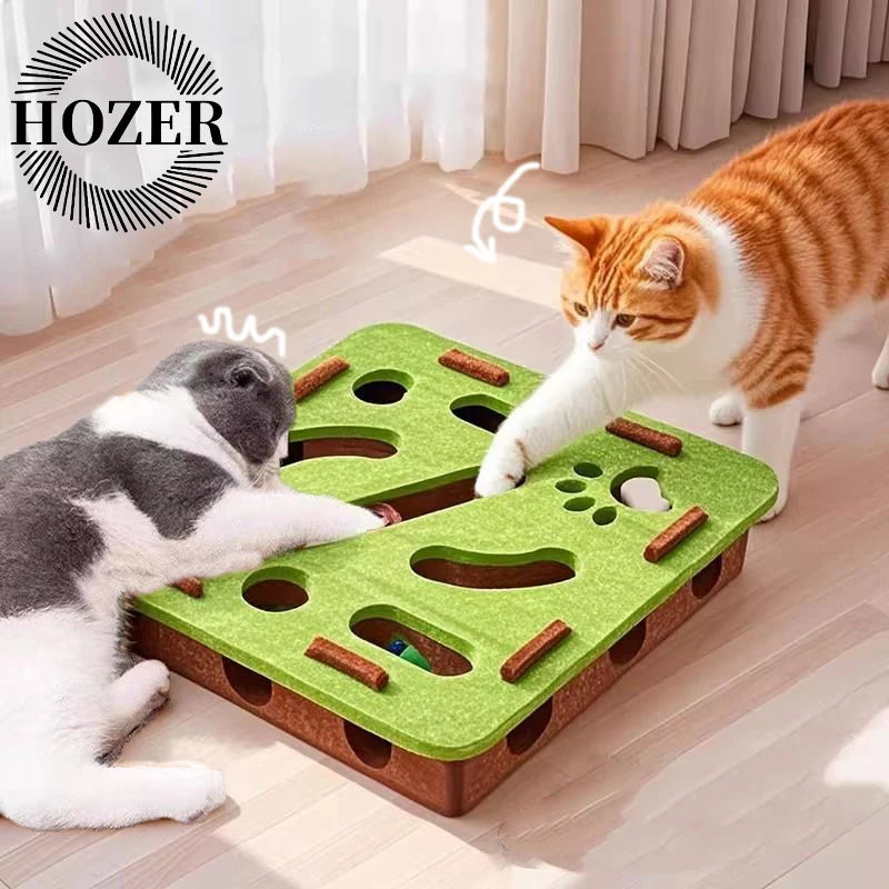 Cat Puzzle Toy Cat Exercise Toy With Ball Felt Puzzle Box Indoor Sports Entertainment Hunting Cat Toys For Indoor Cats