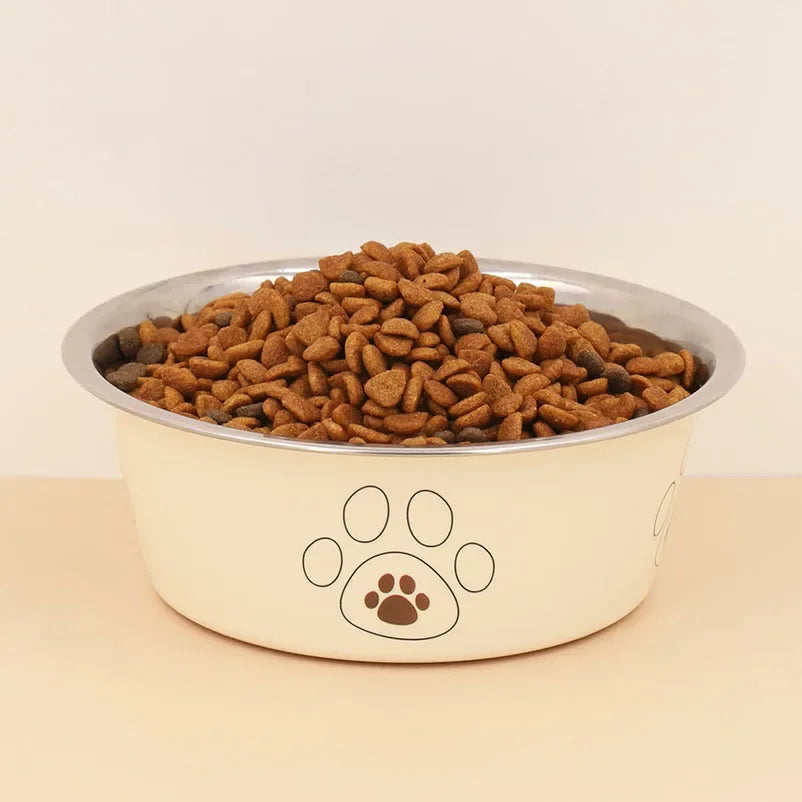 Stainless Steel Anti-Tip Dog Bowl Non-Slip Cat Bowl