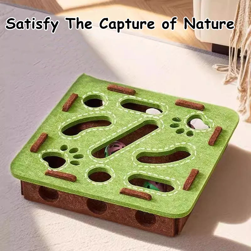 Cat Puzzle Toy Cat Exercise Toy With Ball Felt Puzzle Box Indoor Sports Entertainment Hunting Cat Toys For Indoor Cats