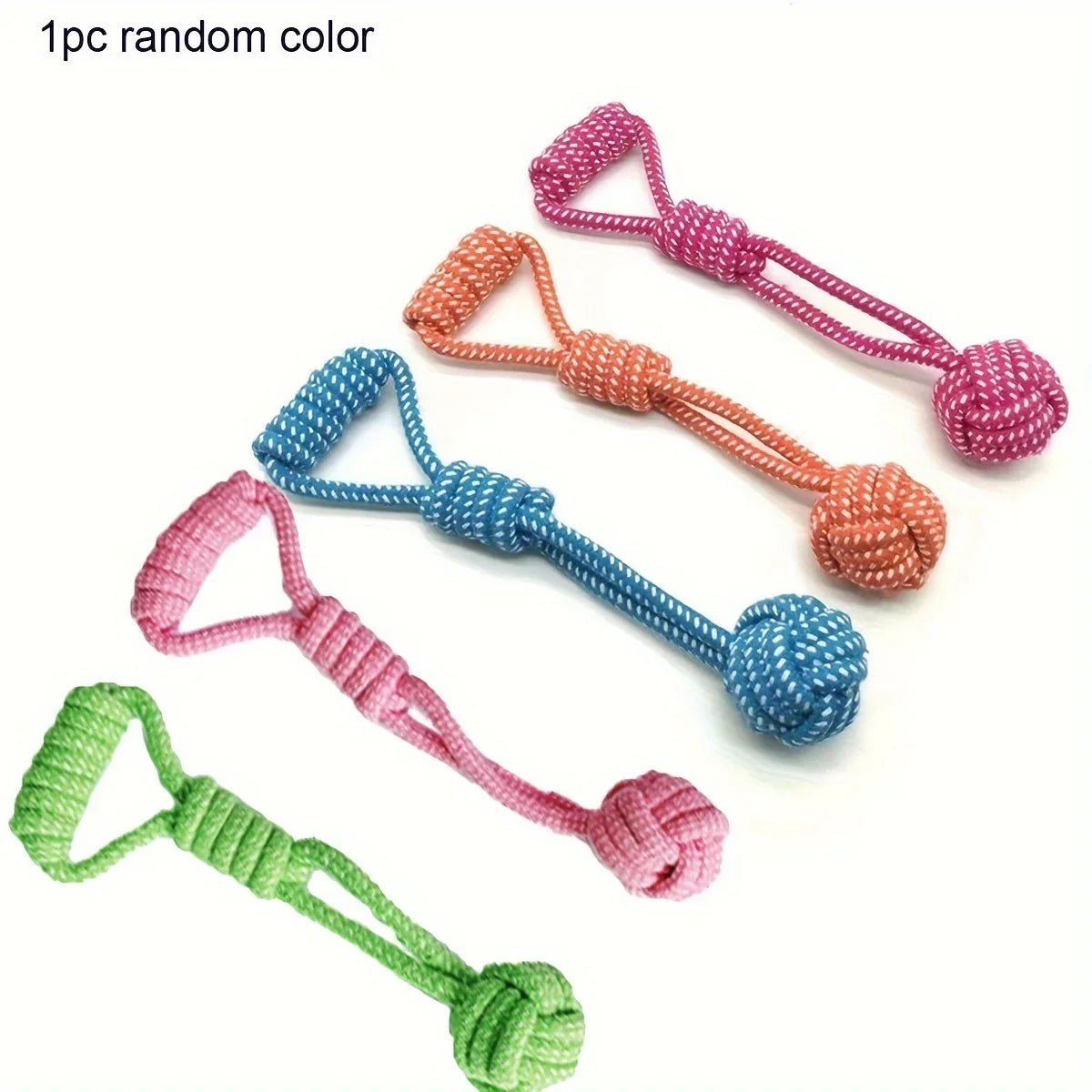 1pc Durable Dog Rope Toy with Ball - All-Breed Chew and Tug Plaything Random Color Selection